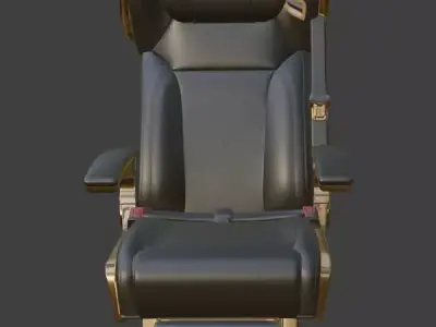 Luxury VIP Aircraft Seat Black Leather Gold 3D Model 3D model