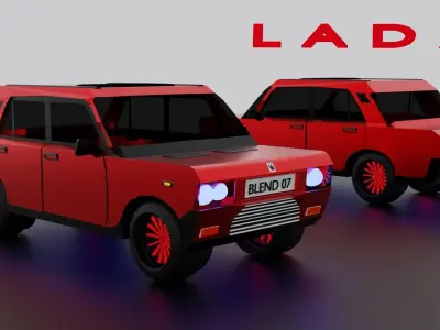 Lada lowpoly car Free low-poly 3D model