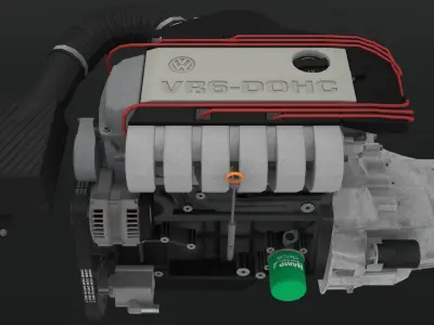  Volkswagen Corrado VR6 12v engine Low-poly 3D model