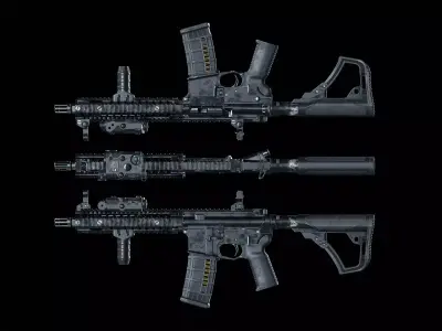 MK18 Assault Rifle Low-poly 3D model