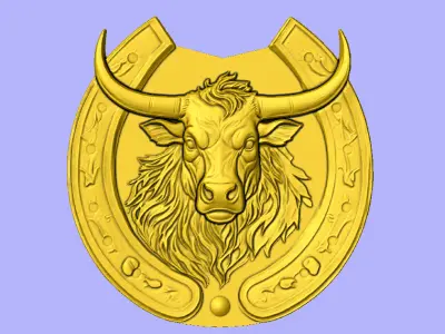 ARQUIVO STL CABECA DE BOI EM FERRADURA 3D model