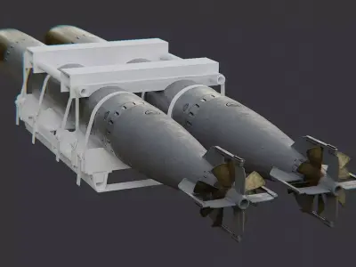 torpedo rack with dual missiles Low-poly 3D model