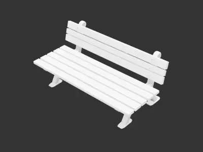 Wooden Park Bench for 3D print Low-poly 3D model