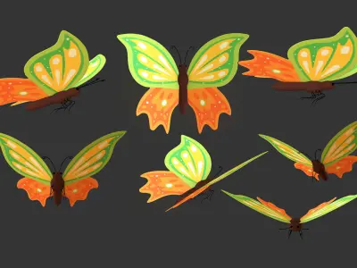 Butterfly Wing Flapping 5 Animated Low-poly 3D model