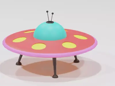 Low Poly Cartoon UFO Low-poly 3D model
