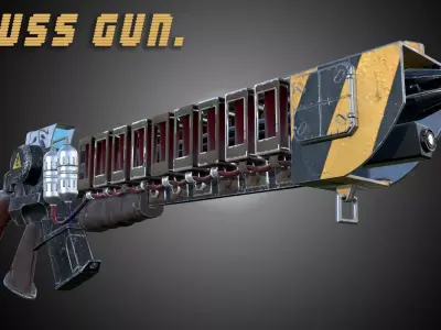 Gauss gun Low-poly 3D model