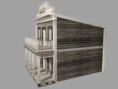 Old Western Bank Low-poly 3D model