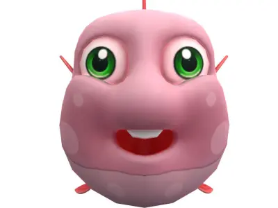 Moon Fish Cartoon Animated Low-poly 3D model