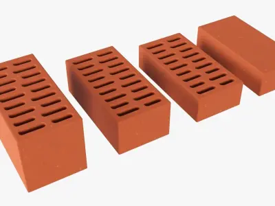 Clay bricks 4 types 3D model