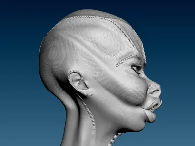 Alien Girl Head for 3D Print 3D print model