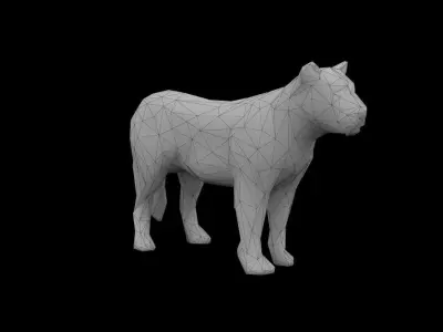 Low Poly Lion polygonal tiger Low-poly 3D model