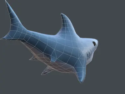 Low poly shark with animations Low-poly 3D model