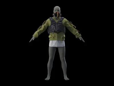 MALE JACKET VEST MASK 3D model