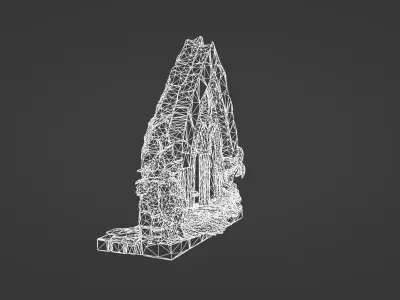 Ruined Gothic Cathedral Window with Ivy 3D model