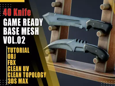 40 Knife Base Mesh Vol 02 Game Ready Low-poly 3D model