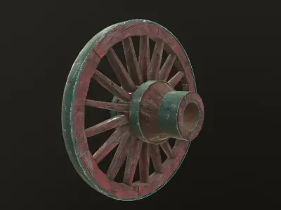 Wagon Wheel 2 Low-poly 3D model