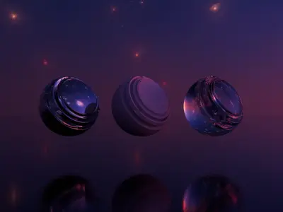 Pack 5 different Galactic HDRIs Low-poly 3D model