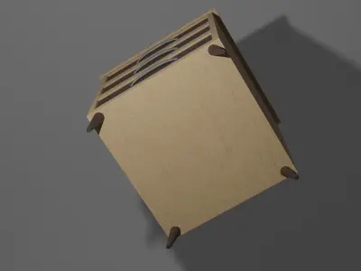 Nightstand - LowPoly bedside table with three drawers Free low-poly 3D model