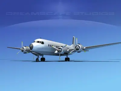 Douglas DC-7B Unmarked 3 3D model