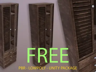 Rustic Wardrobe - Unity Ready  Free low-poly 3D model