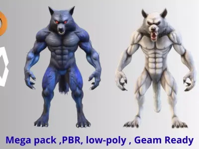  A formidable bipedal werewolf Free low-poly 3D model