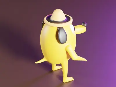 Doggy banana wearing hat Free low-poly 3D model