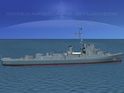 Destroyer Escort DE-800 USS Jack W Wilke 3D model