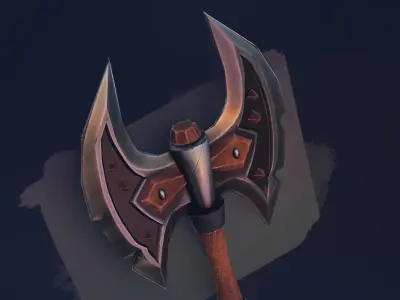 GameReady Stylized Battle Axe 3D model Low-poly 3D model