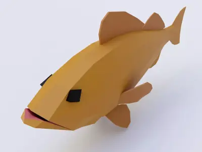 Brown rock fish low poly 3d model  Low-poly 3D model