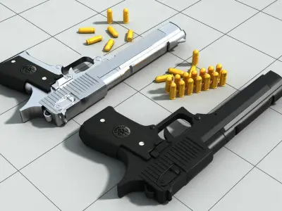3D pistolet print model two pistols Low-poly 3D model