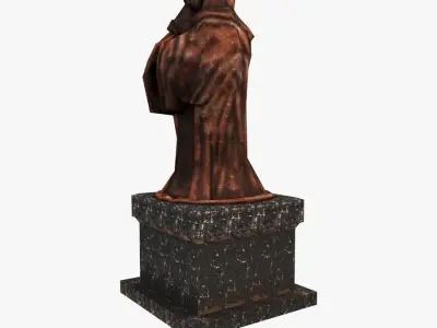 Low-poly Old Relic Medieval Monk Statue Low-poly 3D model