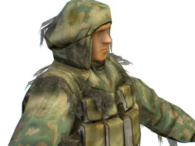 LowPoly Man Old USSR Soldier Low-poly 3D model