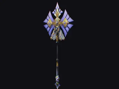 Magical Staff Magic Stick Fantasy Wand Axe Weapon Game Item Low-poly 3D model