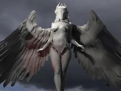 Valkyrie statue Winged  3D model