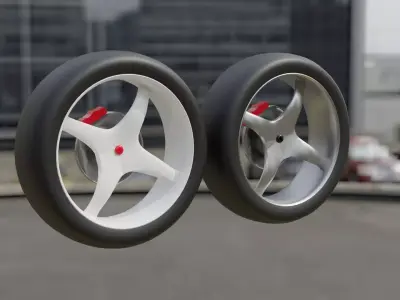 Low poly Wheels 3D model Free low-poly 3D model