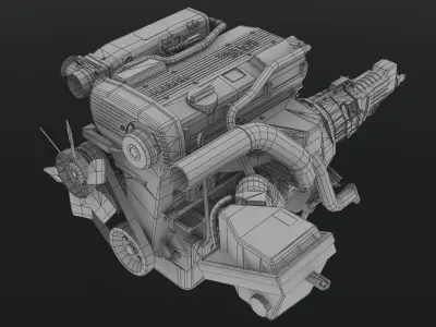 Nissan CA18DET engine Low-poly 3D model