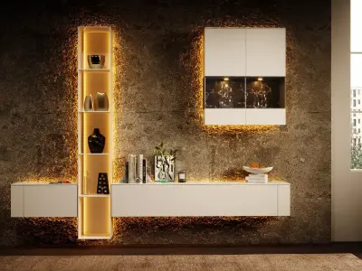 Modern furniture wall Free 3D model