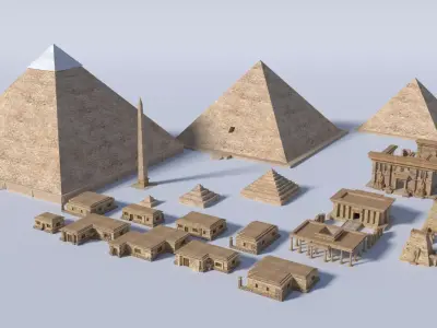 ancient egyptian pharaohs buildings Low-poly 3D model