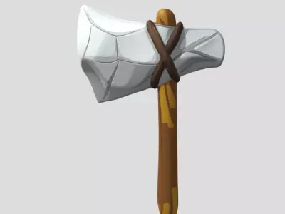 Cartoon Stone Axe 3D Model PBR Textured Stylized Prop Low-poly 3D model