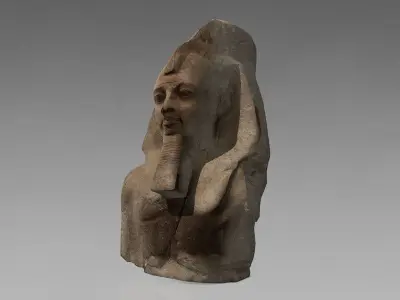 Egyptian stone bust Low-poly 3D model