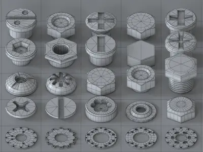Hard Surface Kitbash Part 01 - Subdiv Ready Free 3D model