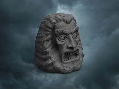 Zardoz statue of demon head 3D print model