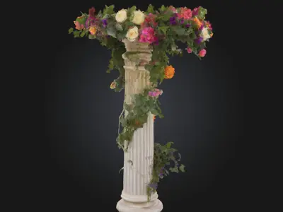Floral Elegance Pillar  A Graceful Fusion of Nature and  3D model
