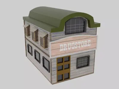 Wild West - Drugstore Low-poly 3D model