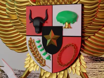 Garuda Pancasila Blender Lowpoly Isometric Low-poly 3D model