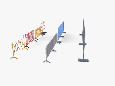 Construction site barrier pack V1 Low-poly 3D model