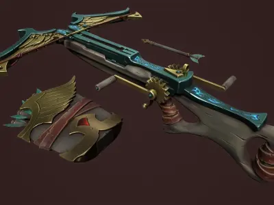 Rune crossbow Low-poly 3D model