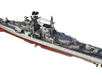 Hangzhou class destroyer DDG136 956EM Sovremenny class destroyer Low-poly 3D model