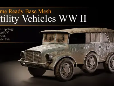 Utility Vehicles WW II Low poly Base Mesh Low-poly 3D model
