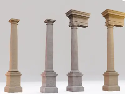 Tuscan column with pedestal and entablature Tuscan Order Gibbs 3D model